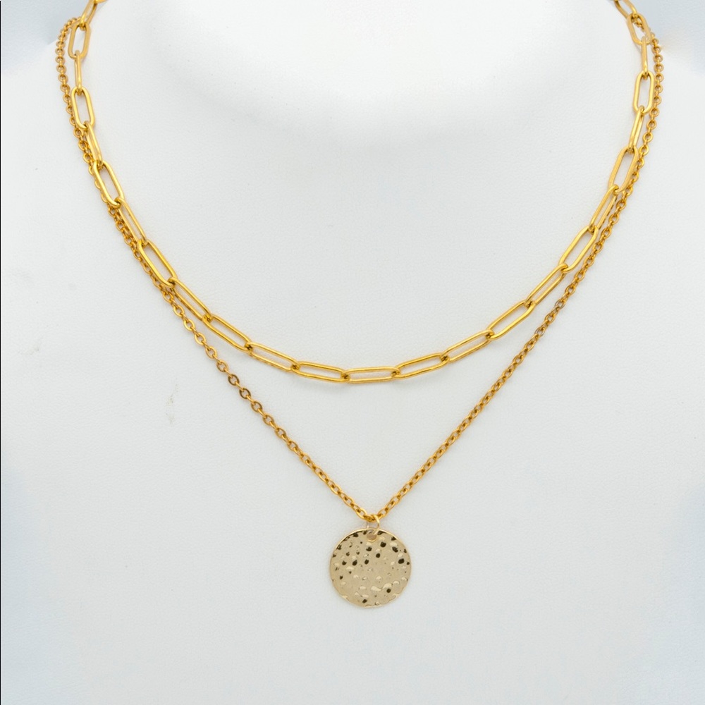 COPY - Paperclip link chain and hammered disc coin chain